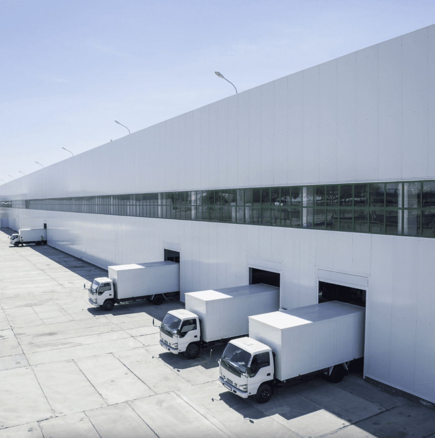Lorries at a warehouse in Wokingham, Berkshire